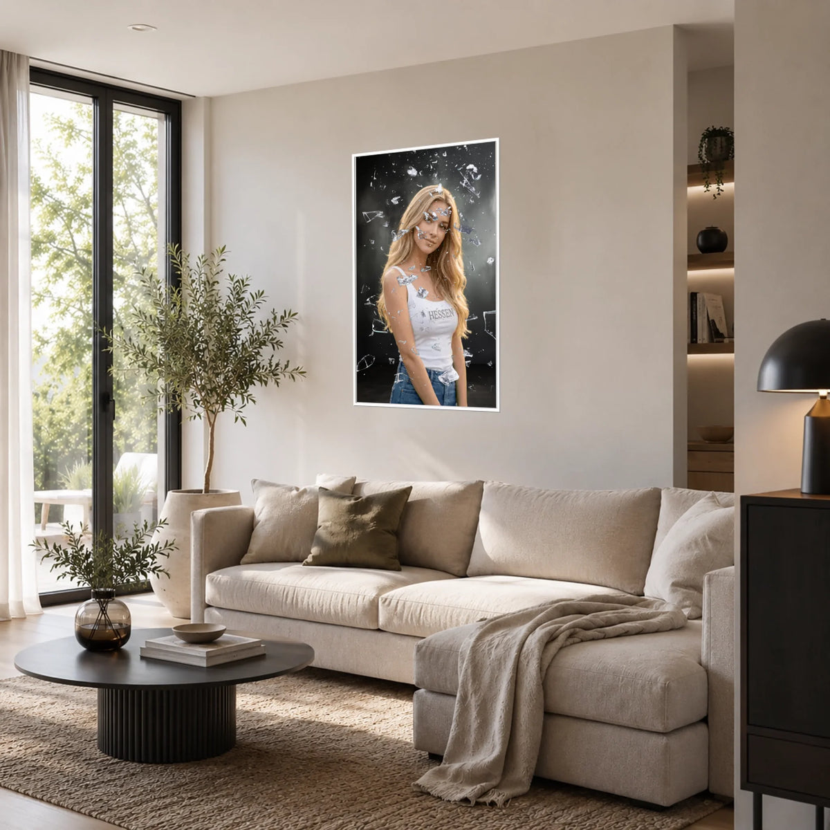 Wohnzimmer 1 mit Posterwandbild mit weißen Rahmen Kopie