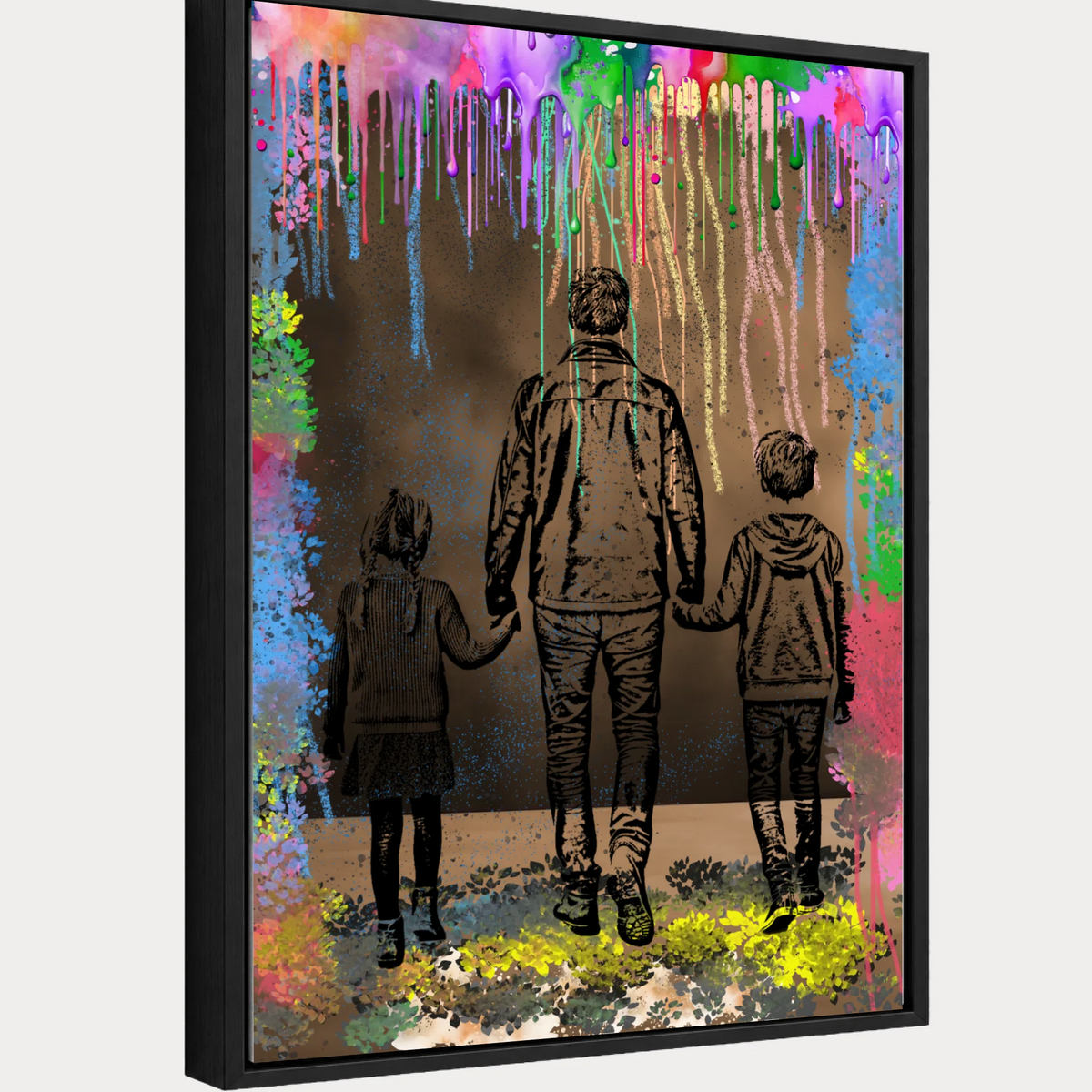 Detailansicht Personalisiertes Wandbild,  mit dem Titel: Bleistift-Pop-Art-Porträt - Grafik Explosion, als Leinwand mit schwarzen Holzrahmen