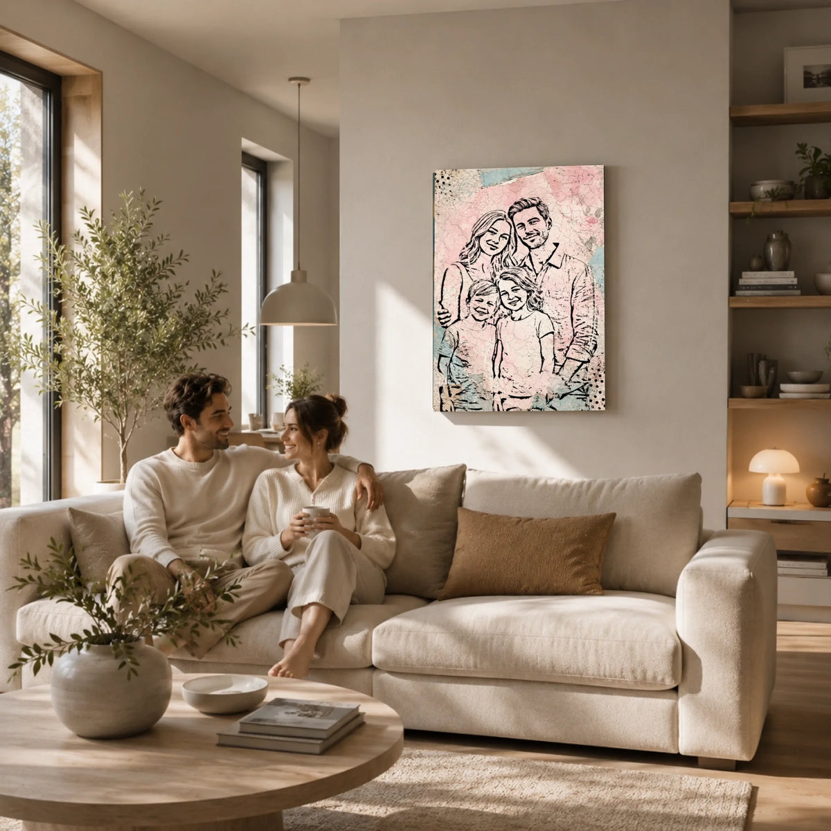 1-1, Wohnzimmer-Pärchen-Leinwand