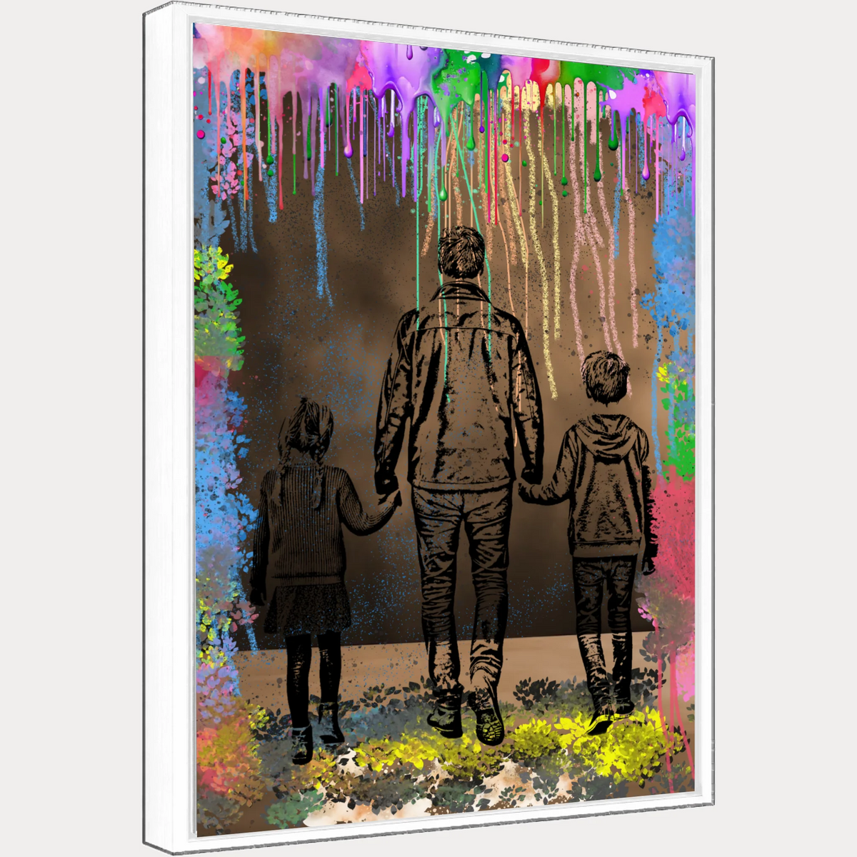 Detailansicht Personalisiertes Wandbild,  mit dem Titel: Bleistift-Pop-Art-Porträt - Grafik Explosion, als Leinwand mit weißen Holzrahmen