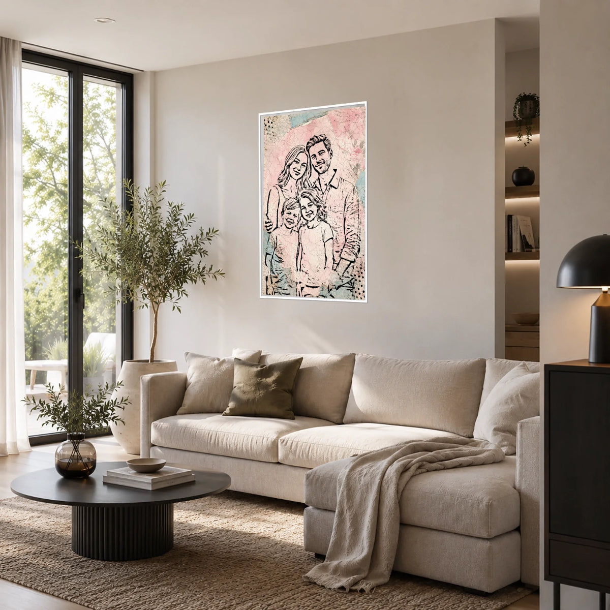 Wohnzimmer 1 mit Posterwandbild mit weißen Rahmen Kopie